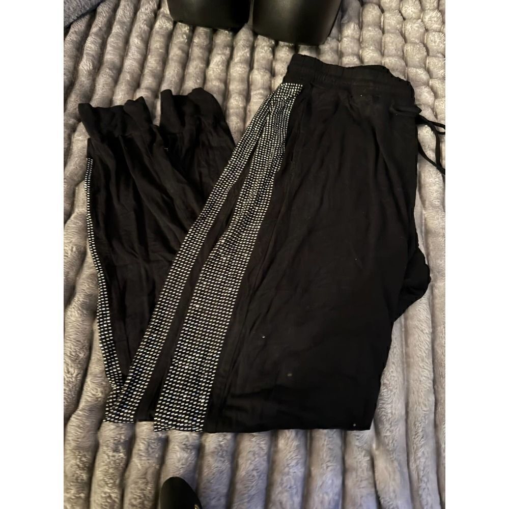 Buffalo david bitton black rhinestone rayon knot joggers pants lounge